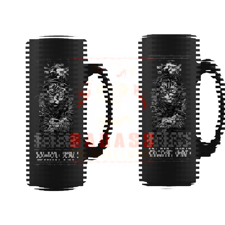 Badass I Do What I Want Cool Vintage Retro Funny Cat Lover Coffee Mug