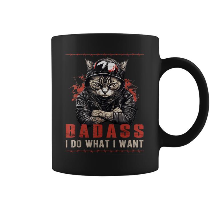 Badass I Do What I Want Cool Vintage Retro Funny Cat Lover Coffee Mug