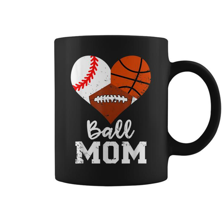 Ball Mom Funny Baseball Football Basketball Mom  Coffee Mug