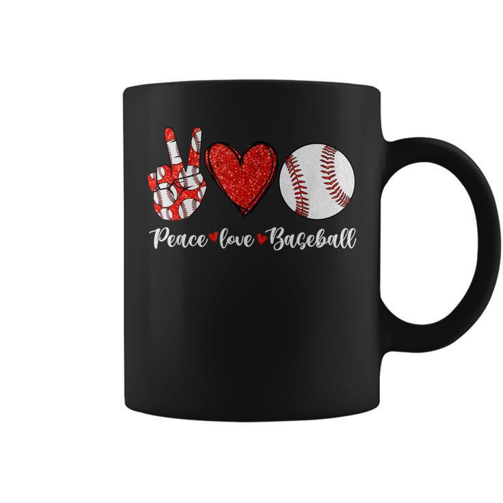 Baseball Mom Leopard Print Peace Love Baseball Mothers Day  Coffee Mug