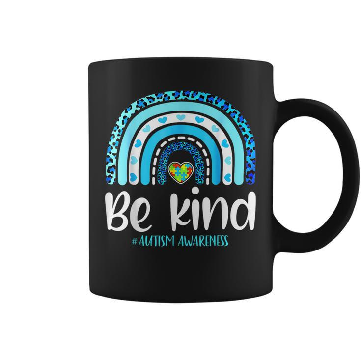 Be Kind Autism Awareness Women Girls Kids Leopard Rainbow  Coffee Mug