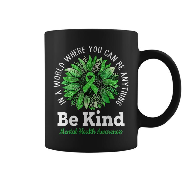 Be Kind Green Ribbon Sunflower Mental Health Awareness Coffee Mug