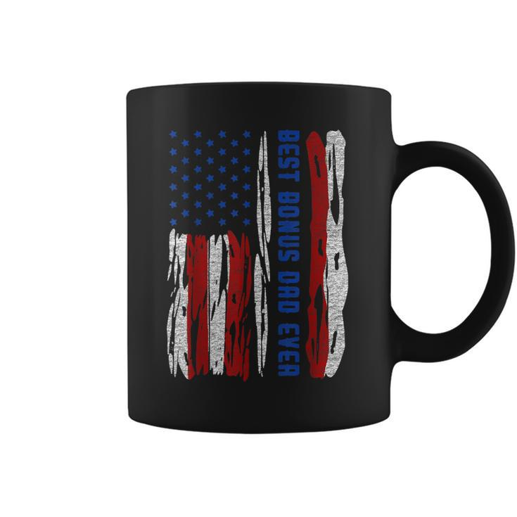 Best Bonus Dad Ever Us Flag Step Father Fathers Day Gift Gift For Mens Coffee Mug