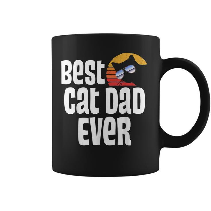 Best Cat Dad Ever Funny Father Day Retro Sunset Design Coffee Mug