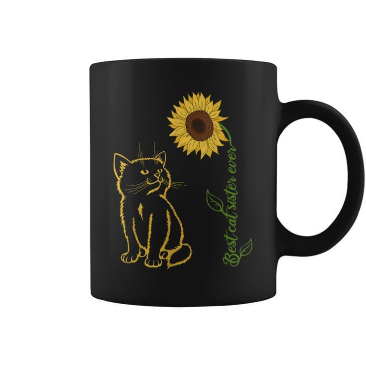 Best Cat Sister Ever Sunflower Mothers Day Cat Lover Coffee Mug