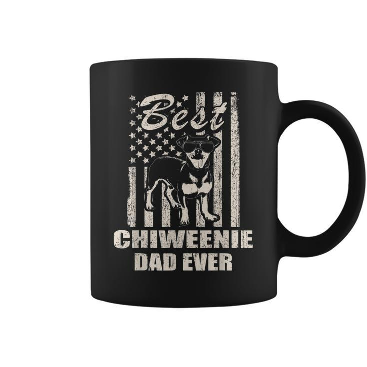 Best Chiweenie Dad Ever Vintage Retro Flag Dog Dad  Coffee Mug