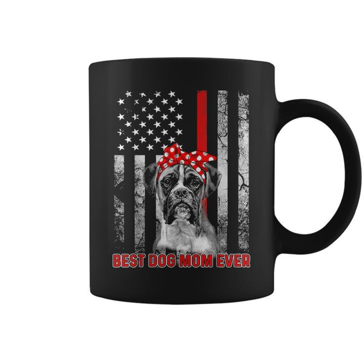 Best Dog Mom Ever Boxer  Dog Mom Usa Flag Patriotic Coffee Mug