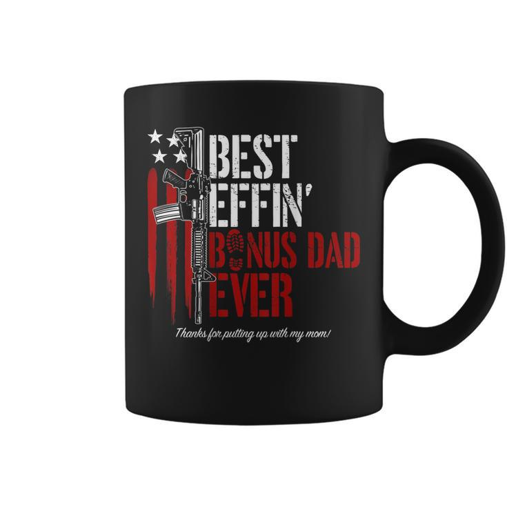 Best Effin’ Bonus Dad Ever Gun Rights American Flag On Back Gift For Mens Coffee Mug