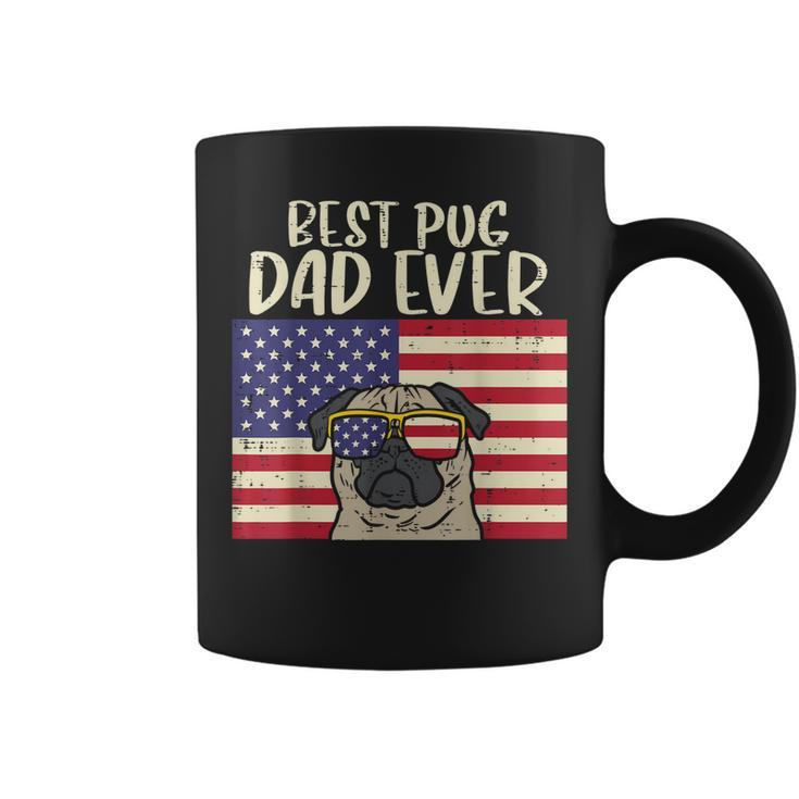 Best Pug Dad Ever Us Flag Vintage Patriotic Pet Dog Men Gift Gift For Mens Coffee Mug