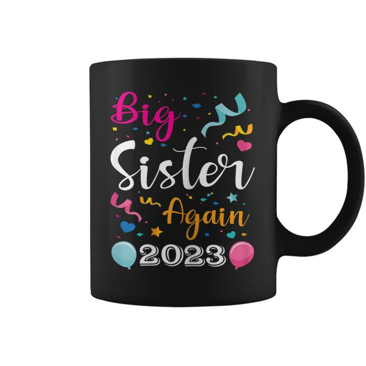 Big Sister Again 2023 Pregnancy Announcement Kids Siblings Coffee Mug