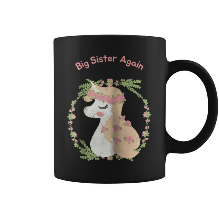 Big Sister Again Cute Pink Unicorn Sibling Gift Coffee Mug