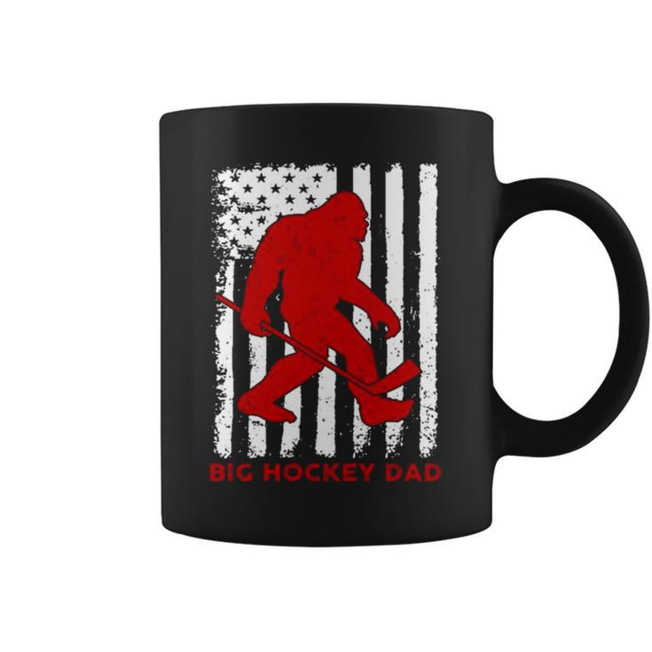 Bigfoot Big Hockey Dad American Flag  Coffee Mug