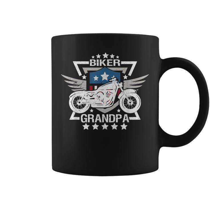 Biker Grandpa American Flag Usa Patriotic Motorcycle Gift For Mens Coffee Mug