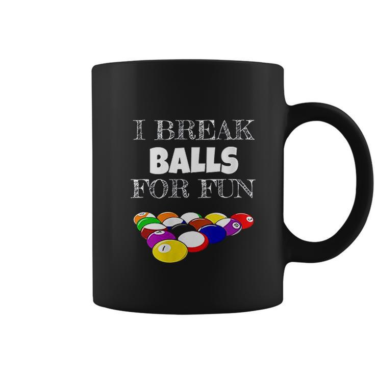 Funny Pool Player Coffee Mug - 'I Beat People With A Stick For Fun' Quote, 11oz Ceramic