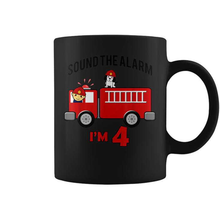 Birthday 4 Year Old Fire Fighter Truck  | Firetruck  Coffee Mug