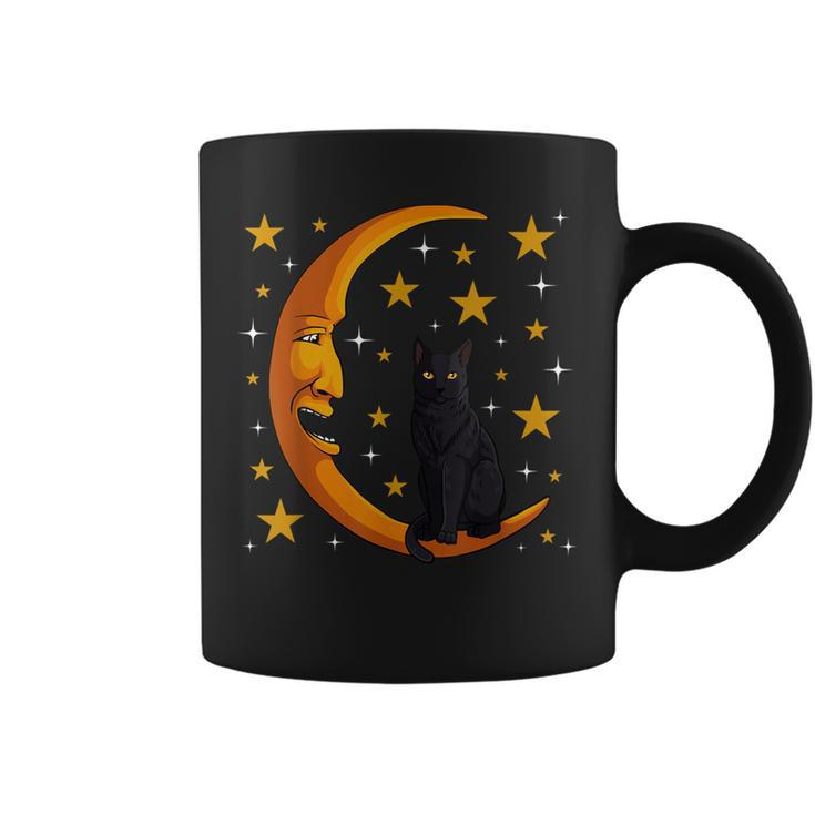 Black Cat Moon Kitten Lover Funny Crescent Pet Owner  Coffee Mug