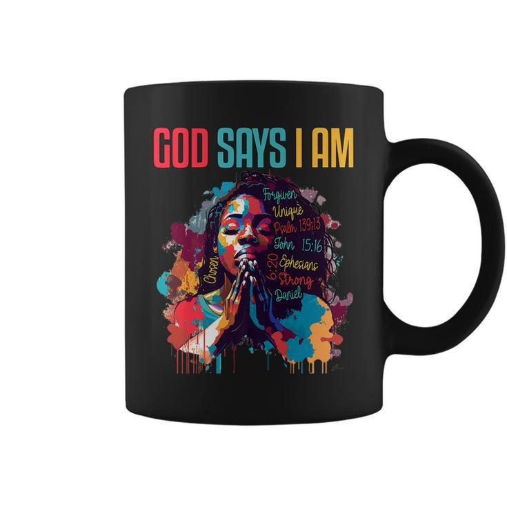 Black Queen God Says Am I Black Melanin History Month Pride   Coffee Mug