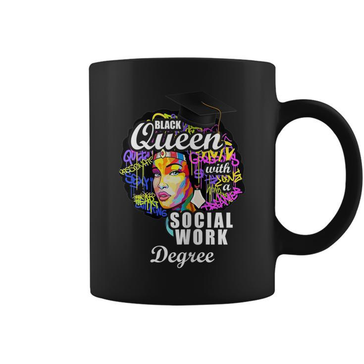 Black Queen Social Work Degree  For Mothers Day Coffee Mug