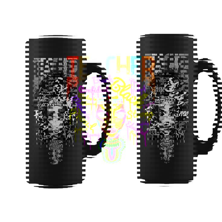 Black Woman Teacher Afro  Black History Month Melanin  Coffee Mug