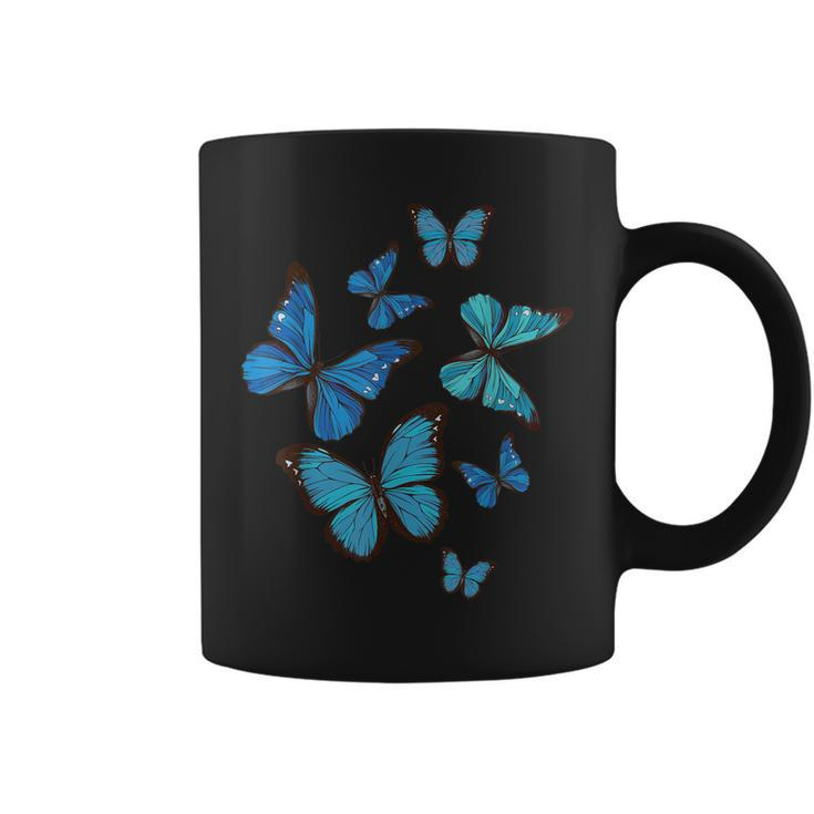 Blue Morpho Butterfly Swarm Lepidoptera Lover Entomologist  Coffee Mug