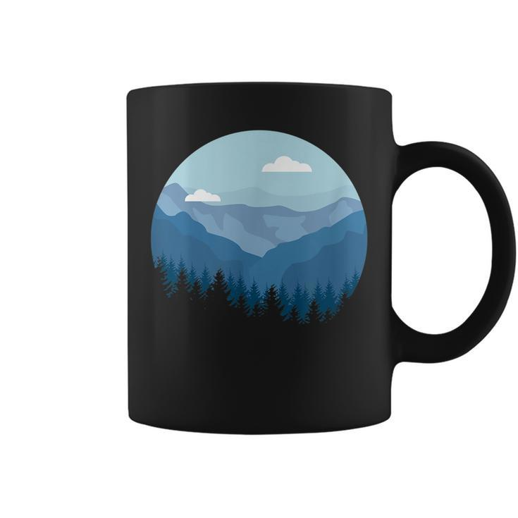 Blue Mountain And Forest Scene Silhouette  Coffee Mug