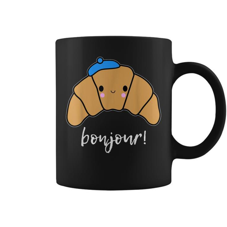 Bonjour Cute Croissant  Gift Idea For France Girls Trip  Coffee Mug