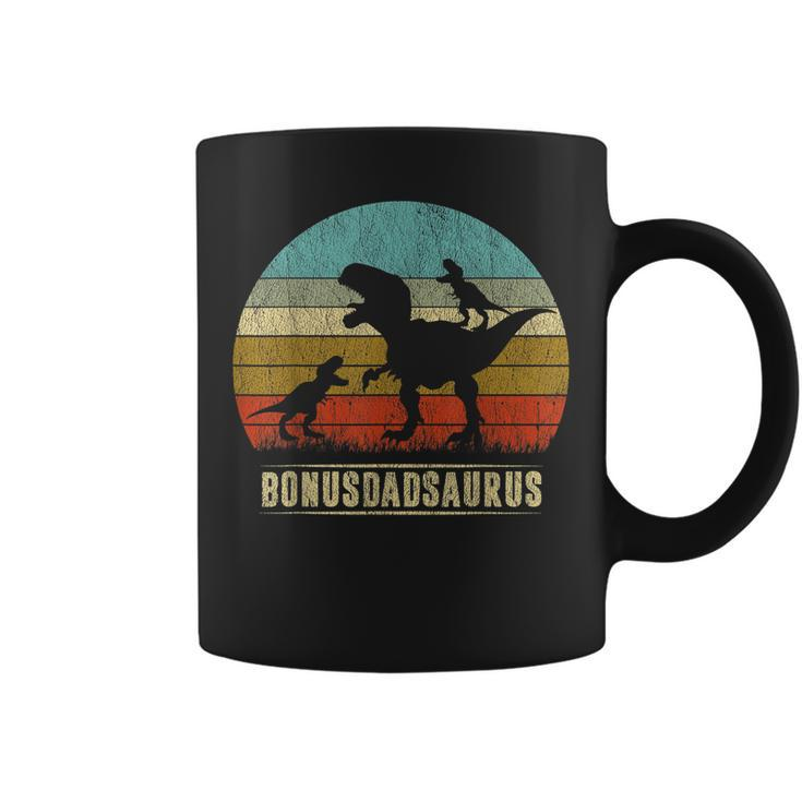 Bonus Dad Dinosaur Bonusdadsaurus 2 Two Kids Christmas  Coffee Mug