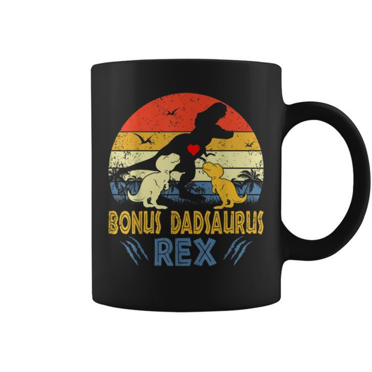 Bonus Dad Saurus T Rex Dinosaur Dad 2 Kids Family Matching Coffee Mug