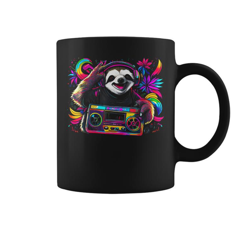 Boombox Radio Old School Hip Hop Rap Cassette Sloth Lazy  Coffee Mug
