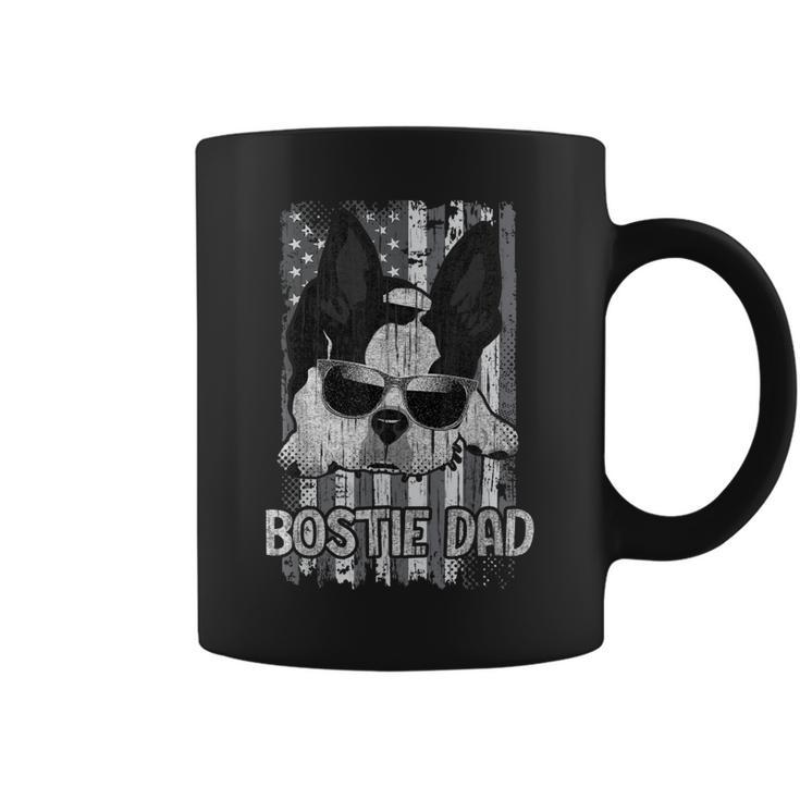 Bostie Dad Us Flag  Boston Terrier Dog Father Puppy Lover Coffee Mug