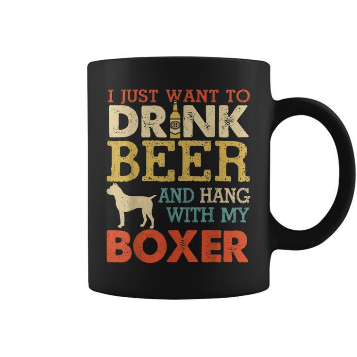 Boxer Dad Drink Beer Hang With Dog Funny Men Vintage  Coffee Mug