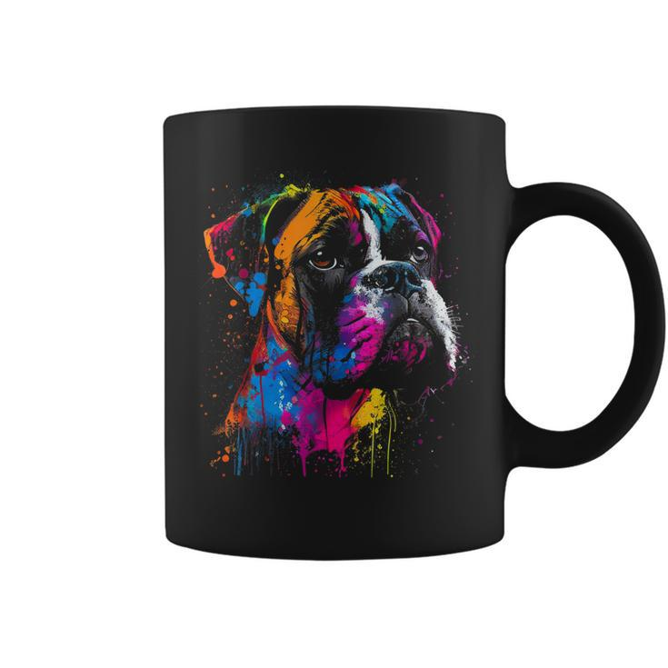 Boxer Dog Painting Watercolor Paint Colorful Mom Dad Coffee Mug