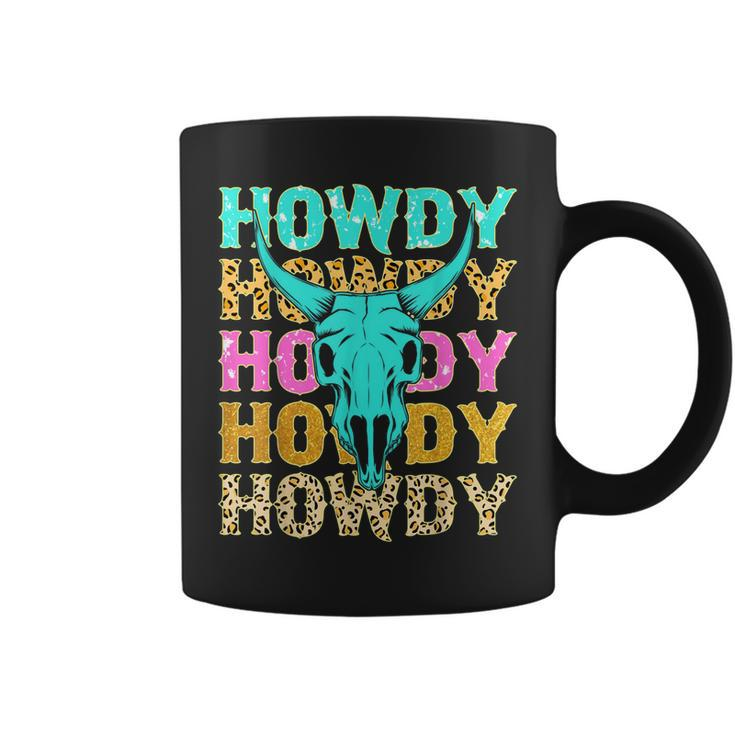 Bull Skull Western Country Leopard Howdy Rodeo Lovers Coffee Mug