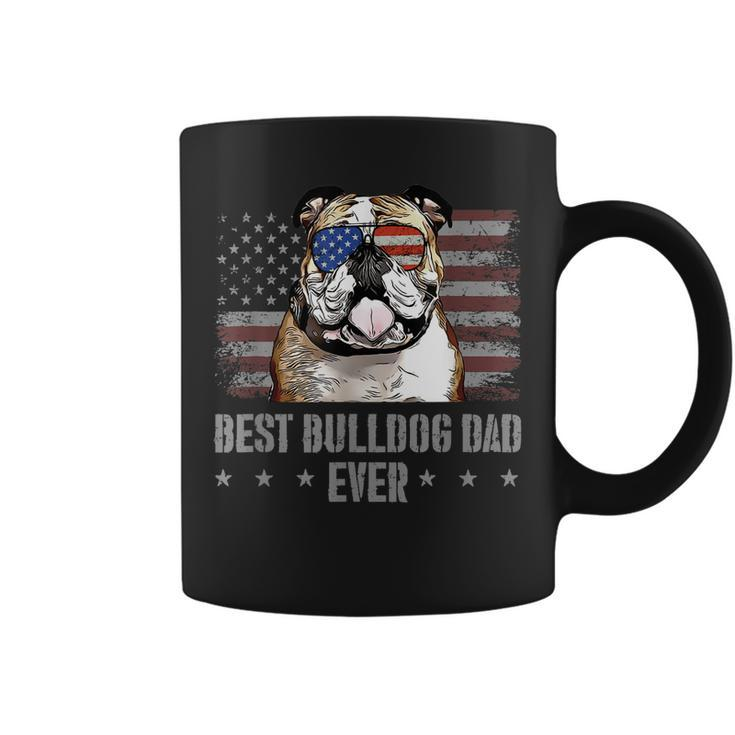 Bulldog Best Dog Dad Ever Retro Usa American Flag  Coffee Mug