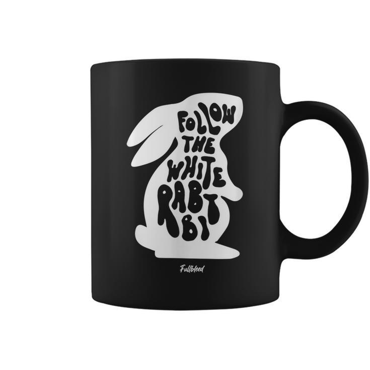 Bunny Illustration With Quote Follow The White Rabbit  Coffee Mug