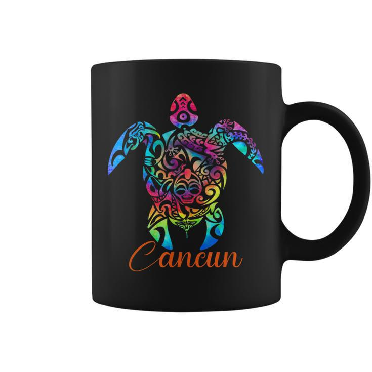 Cancun Mexico Sea Turtle Beach Vacation Trip Tie Dye  Coffee Mug