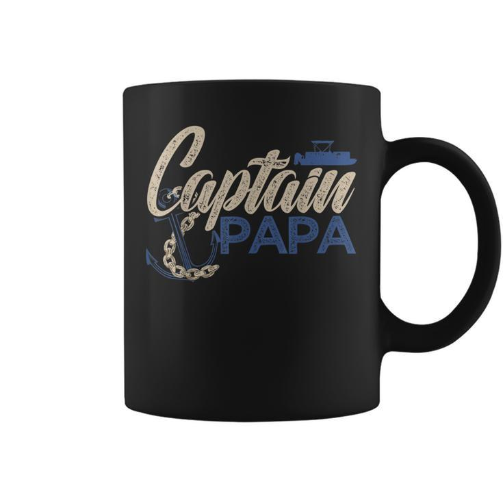 Captain Papa Pontoon Boat Owner Captain Sailors Boating Coffee Mug