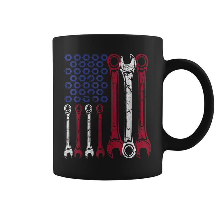 Car Mechanic American Flag 4Th Of July  Veteran Coffee Mug
