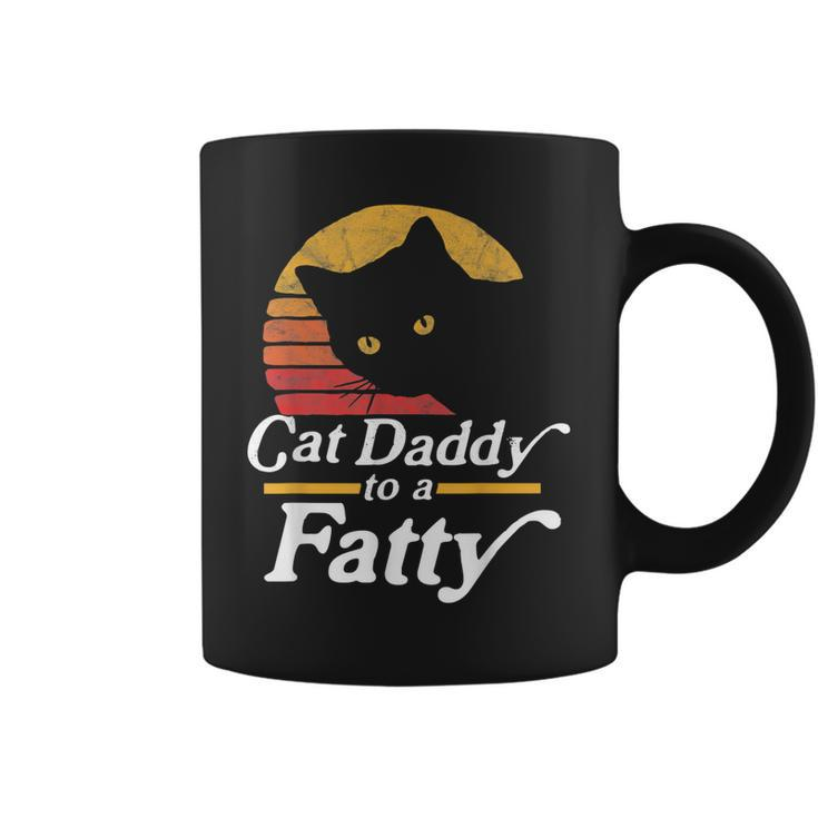 Cat Daddy To A Fatty Funny Vintage 80S Sunset Fat Chonk Dad  Coffee Mug