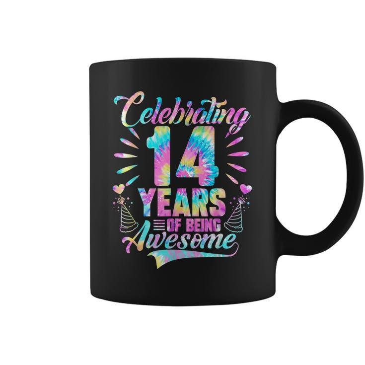 Celebrating 14 Year Of Being Awesome With Tie-Dye Graphic  Coffee Mug