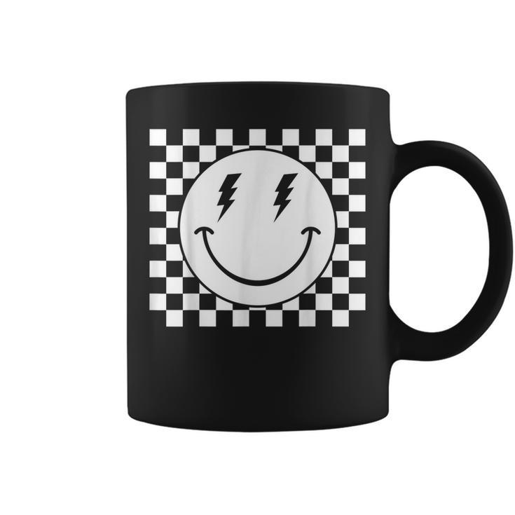 Checkered Smiling Happy Face Smile Hippie 70S Checkerboard  Coffee Mug