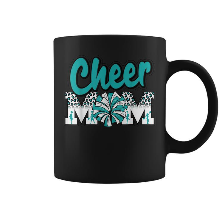 Cheer Mom Teal Leopard Letters Cheer Pom Poms  Coffee Mug