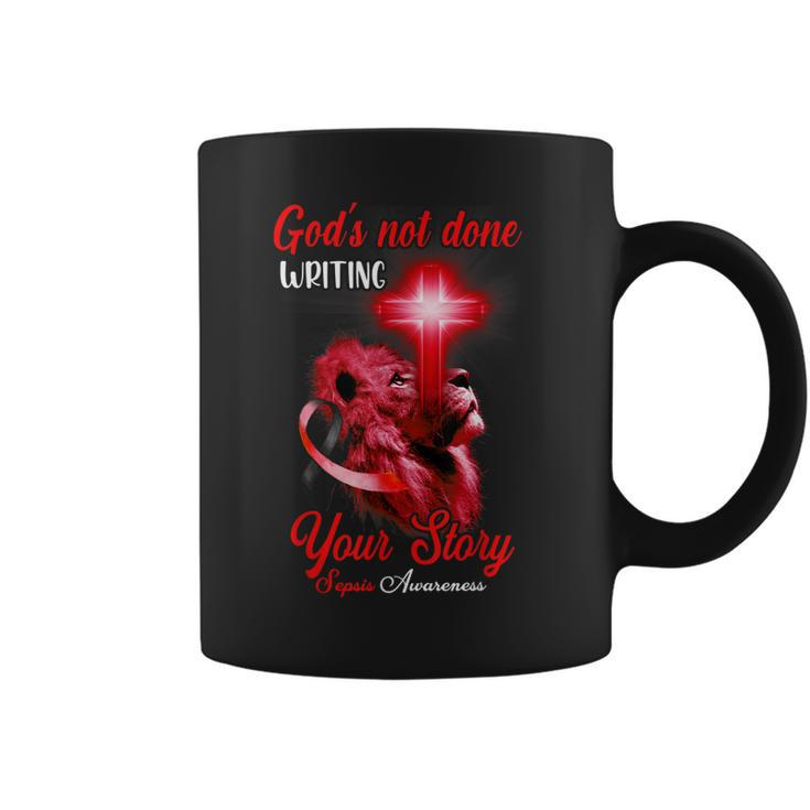 Christian Lion Cross Religious Quote Sepsis Awareness  Coffee Mug