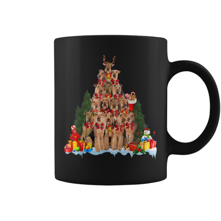 Christmas Pajama Airedale Terrier Xmas Tree Gift Dog Dad Mom Coffee Mug