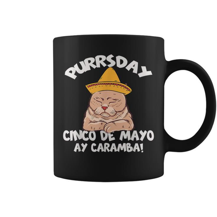 Cinco De Mayo Purrsday Cat Sombrero Mexican Party Cats Lover  Coffee Mug