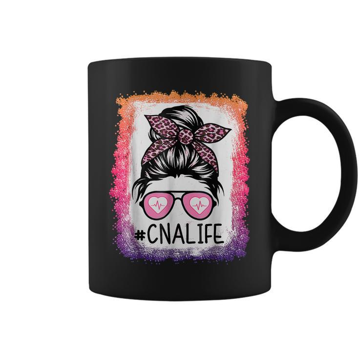 Cna Nurse Life Bleached  Pink Leopard Messy Bun Womens  Coffee Mug