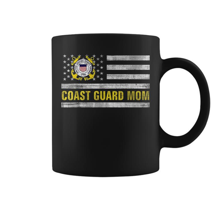Coast Guard Mom With American Flag Gift For Veteran Day  Coffee Mug