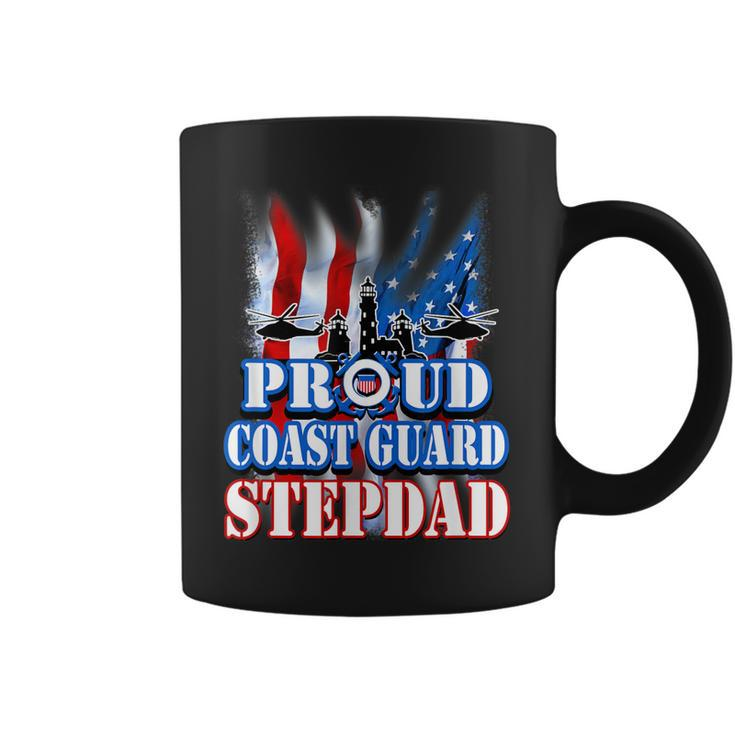Coast Guard Stepdad Usa Flag Military  Fathers Day Coffee Mug