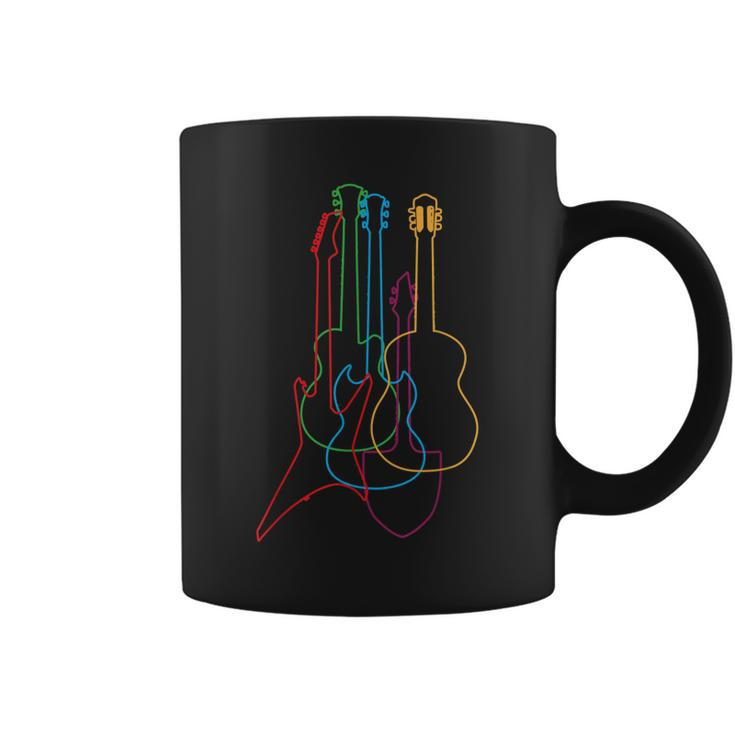 Colored Guitars Electric Acoustic Classical Gift  Coffee Mug