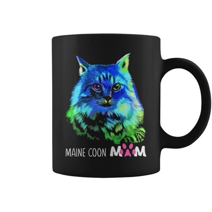 Colorful Maine Coon Cat Mom Funny Kitten Lover Mothers Day Coffee Mug